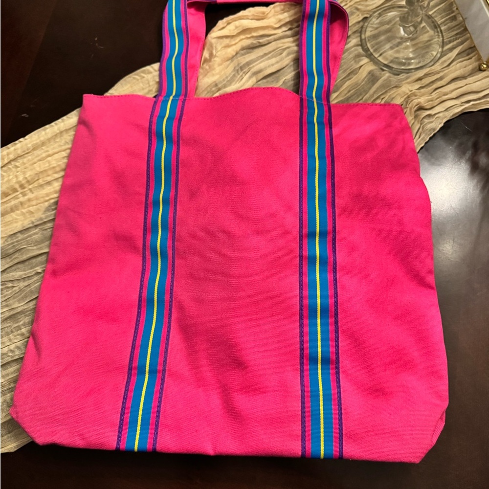 Pink Tote Bag with Green Polo Logo - Picture 5 of 6